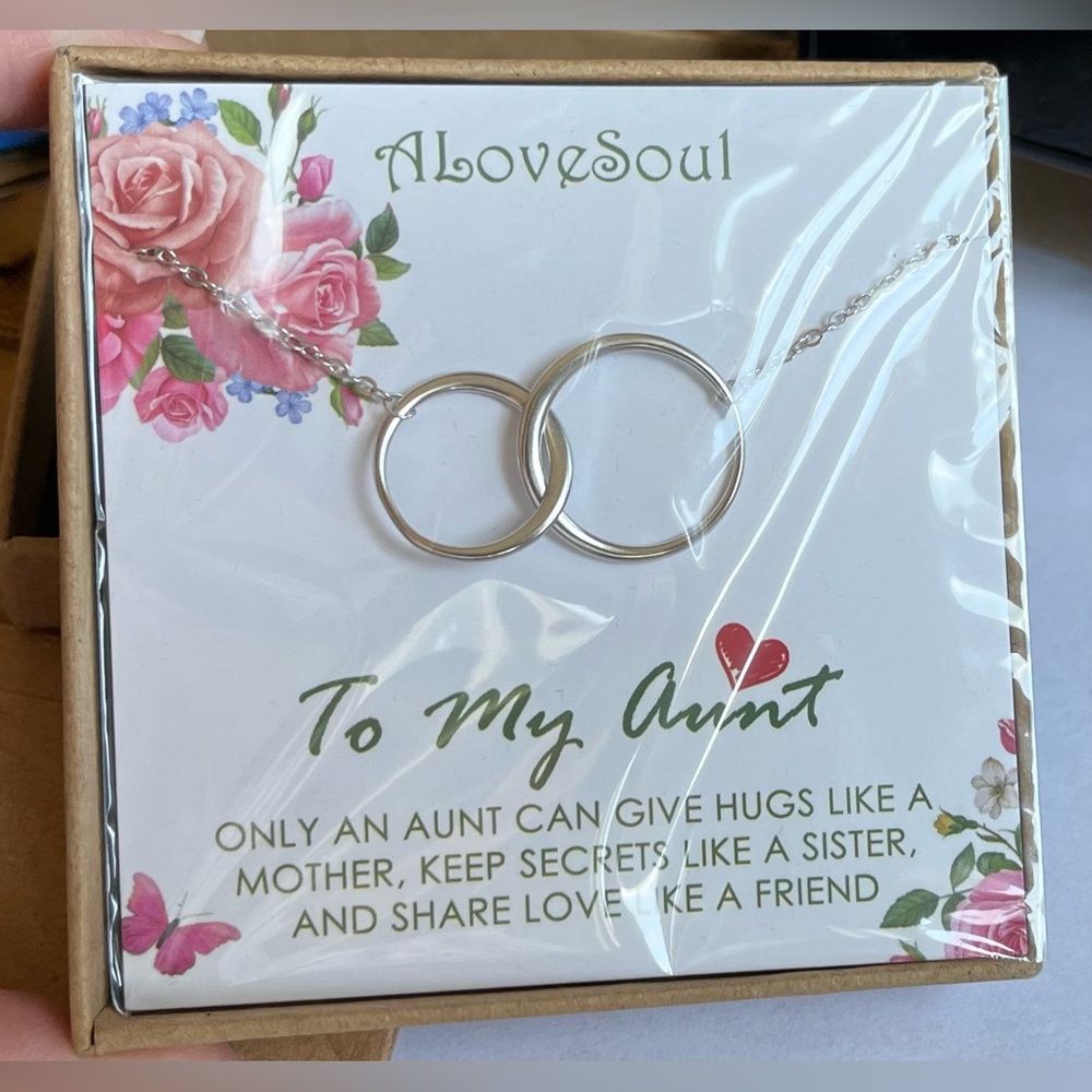 ALoveSoul (NIP) 925 interlocking circle necklace gift card/box/bag - jewelry